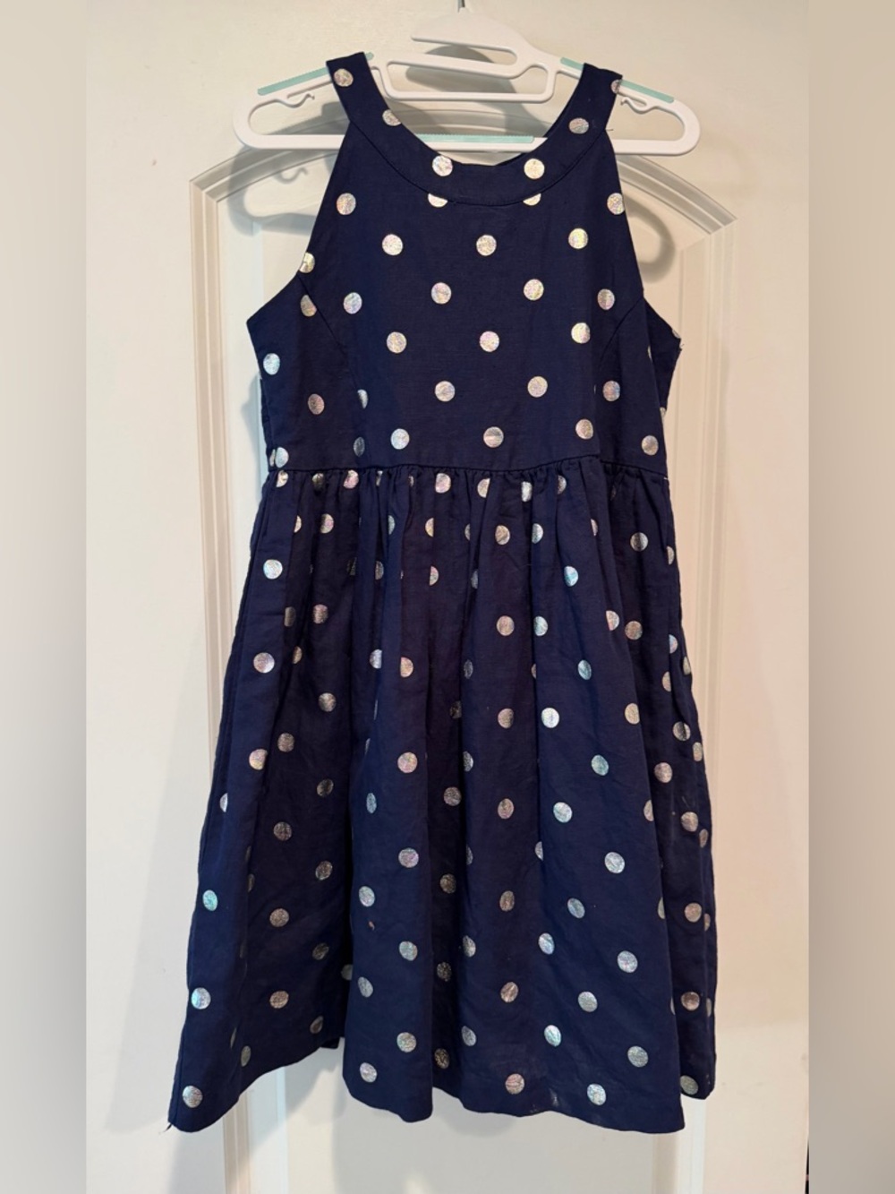 Gymboree Navy Blue Metallic Polka Dot Fit-and-Flare Dress - Sz 8
